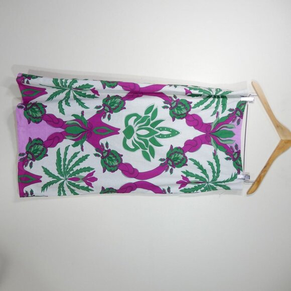 Caroline Constas Twist Front Crop Top & Midi Skirt SET L Linen Blend Floral NEW - Picture 8 of 14